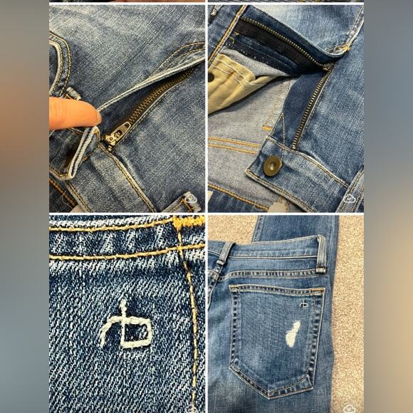 Designer Rag & Bone 10 inch Dre Jeans womens sz 25 distress blue jeans - Picture 9 of 15
